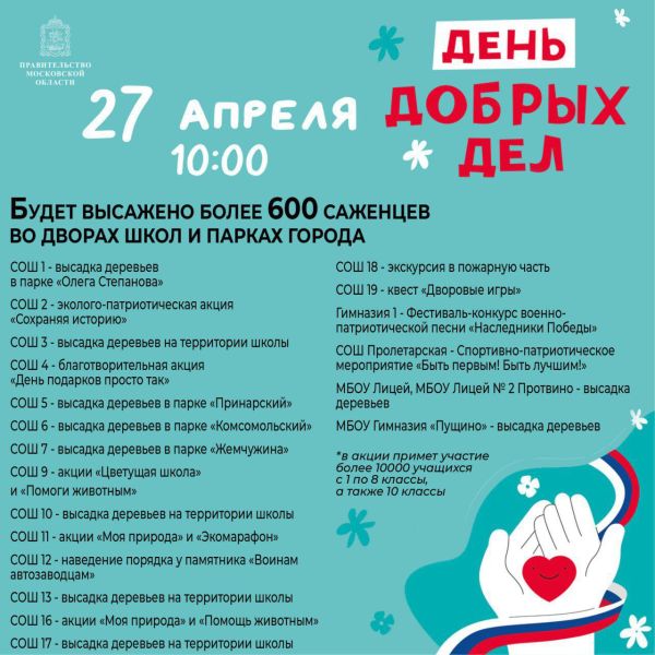 Более 600 саженцев будет высажено в Большом Серпухове в «День добрых дел» Новости Протвино 